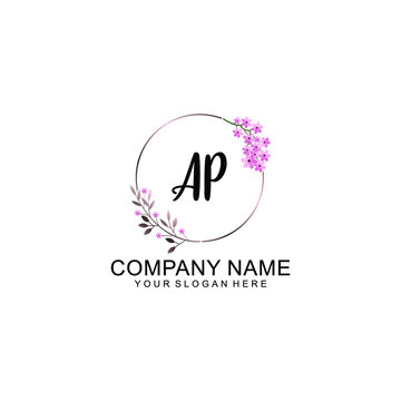 Initial AP Handwriting, Wedding Monogram Logo Design, Modern Minimalistic and Floral templates for Invitation cards	