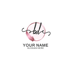 Initial BD Handwriting, Wedding Monogram Logo Design, Modern Minimalistic and Floral templates for Invitation cards	