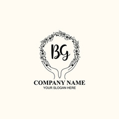 Initial BG Handwriting, Wedding Monogram Logo Design, Modern Minimalistic and Floral templates for Invitation cards	