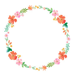 frame of flowers with watercolor texture