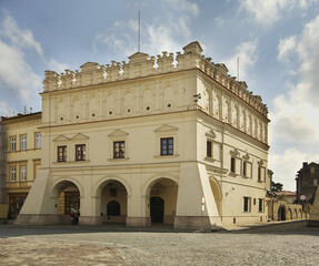 Historical Orsetti house at Market square in Jaroslaw. Poland