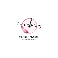 Initial CB Handwriting, Wedding Monogram Logo Design, Modern Minimalistic and Floral templates for Invitation cards	