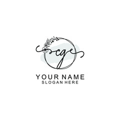 Initial CG Handwriting, Wedding Monogram Logo Design, Modern Minimalistic and Floral templates for Invitation cards	