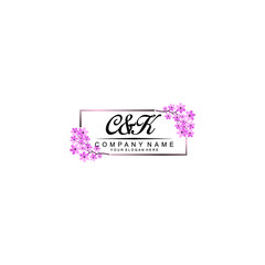 Initial CK Handwriting, Wedding Monogram Logo Design, Modern Minimalistic and Floral templates for Invitation cards	
