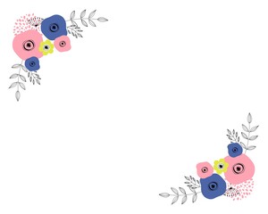 花と植物のフレーム素材斜め