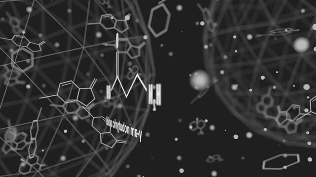 Medical illustration. Chemical formula of gamma-Aminobutyric acid. 3D rendering