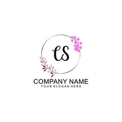 Initial CS Handwriting, Wedding Monogram Logo Design, Modern Minimalistic and Floral templates for Invitation cards	