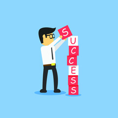 Employee man illustration. Employee man set success word. Success concept for future.