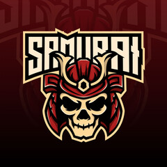 skull samurai mascot esport logo design