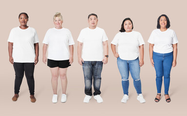 Fototapeta premium Body positivity diverse models outfit apparel studio shot