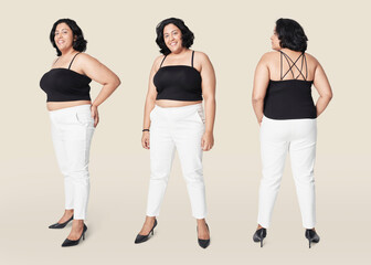 Obraz premium Plus size fashion tank top and pants full body