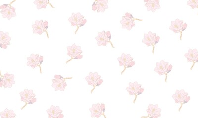 Seamless pink roses flower on white frame background