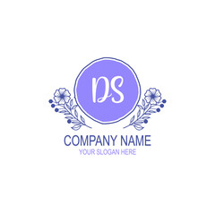 Initial DS Handwriting, Wedding Monogram Logo Design, Modern Minimalistic and Floral templates for Invitation cards