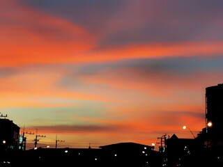 sunset over the city