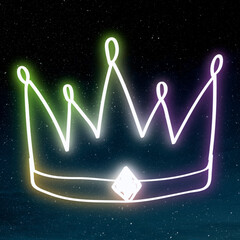 Rainbow glow neon crown icon