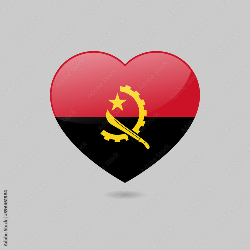 Canvas Prints vector glossy angola flag heart