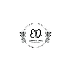 Initial ED Handwriting, Wedding Monogram Logo Design, Modern Minimalistic and Floral templates for Invitation cards
