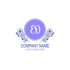 Initial EO Handwriting, Wedding Monogram Logo Design, Modern Minimalistic and Floral templates for Invitation cards