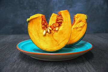 Sliced pumpkin on a plate