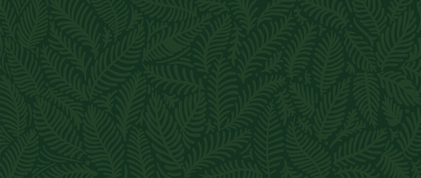 Luxury Nature green background vector. Floral pattern, Golden split-leaf Philodendron plant with monstera plant line arts, Vector illustration.