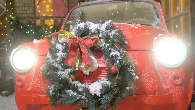 decorations retro car for christmas and newyear