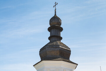 Building of St Michael’s Gold-Domed Monastery in Kiev, Ukraine against blue sky