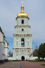 Obraz premium Building of Bell Tower in Saint Sophia's Cathedral Kiev in Ukraine, an outstanding architectural monument of Kievan Rus