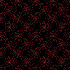 Fototapeta na wymiar heart swirl seamless pattern. wrapping paper, fabric, background, wallpaper. sketch hand drawn doodle. vector. love, valentines day.
