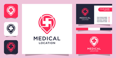 Fototapeta na wymiar Medical location logo design and business card template