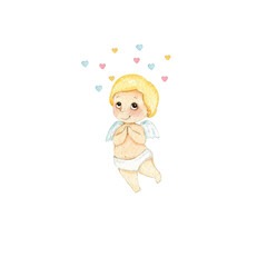 watercolor cute little cupid st. valentain day background