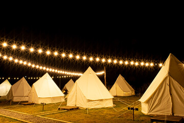 Pavilion tent during the night