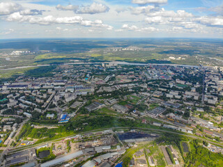 Fototapeta na wymiar View from a height of 500 m to the city of Kirov (Russia)