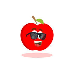 Apple logo mascot vector with emoticon pose and expression style