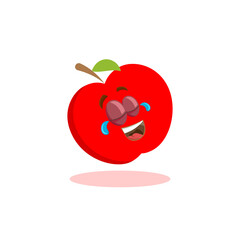 Apple logo mascot vector with emoticon pose and expression style