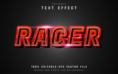 Racer neon text effect with red gradient