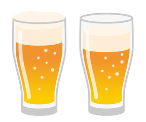 グラスビールのシンプルなイラスト/白背景