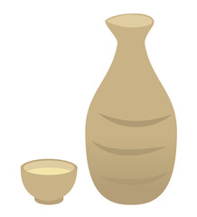 お猪口と徳利のイラスト/白背景	