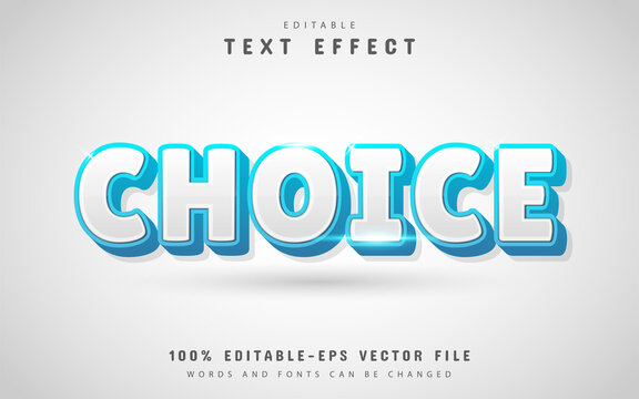 Choice text, editable text effect with blue gradient