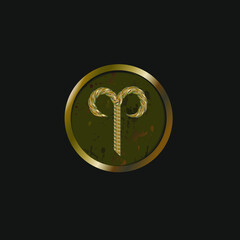 Vector image of a medal with a zodiac sign.