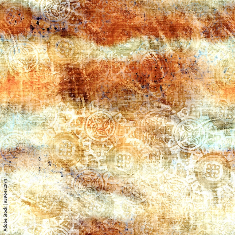 Wall mural blurry grunge washed out tie dye texture background. wavy irregular motion wave seamless pattern. gr