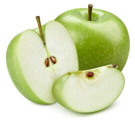 Fresh organic apple with slice isolated
