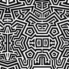 Seamless vector background with maze. Abstract geometric pattern of polylines. The effect of the illusion. Hand drawn