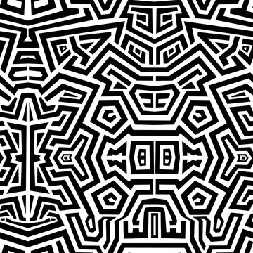 Seamless vector background with maze. Abstract geometric pattern of polylines. The effect of the illusion. Hand drawn