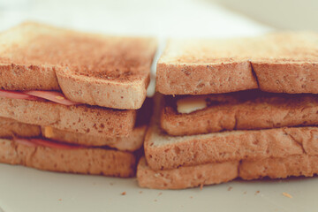 Minimal simple homemade toasted bread with copy space.