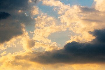 glowing clouds on evening sky. beautiful nature background