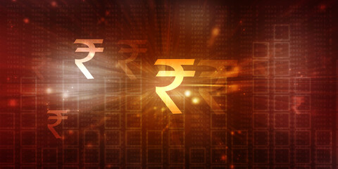 Rupee currency . 2D rendering illustration