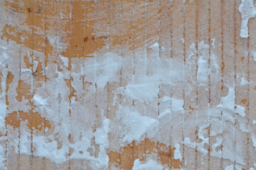 Christmas wooden background. Old wood texture with snow.