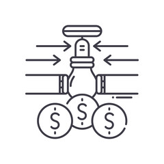 Money flow image icon, linear isolated illustration, thin line vector, web design sign, outline concept symbol with editable stroke on white background.