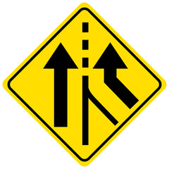 Yellow traffic warning sign on white background