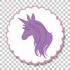 Unicorn head silhouette isolated on transparent background